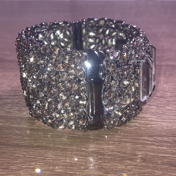 Alexis Bittar Bangle Cuff Bracelet with High Quality Crystals  Gun Metal Shade - Picture 4 of 14